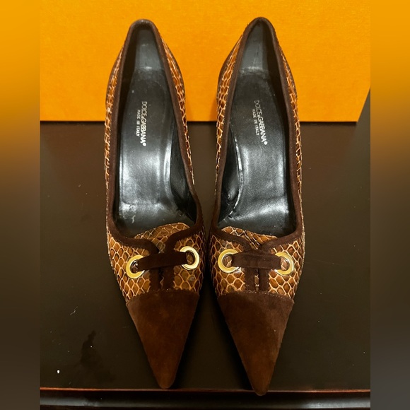Dolce and Gabbana Pointed Toe - Brown Snake Print - Size 39 (8.5 US) -Firm Price - Picture 5 of 8